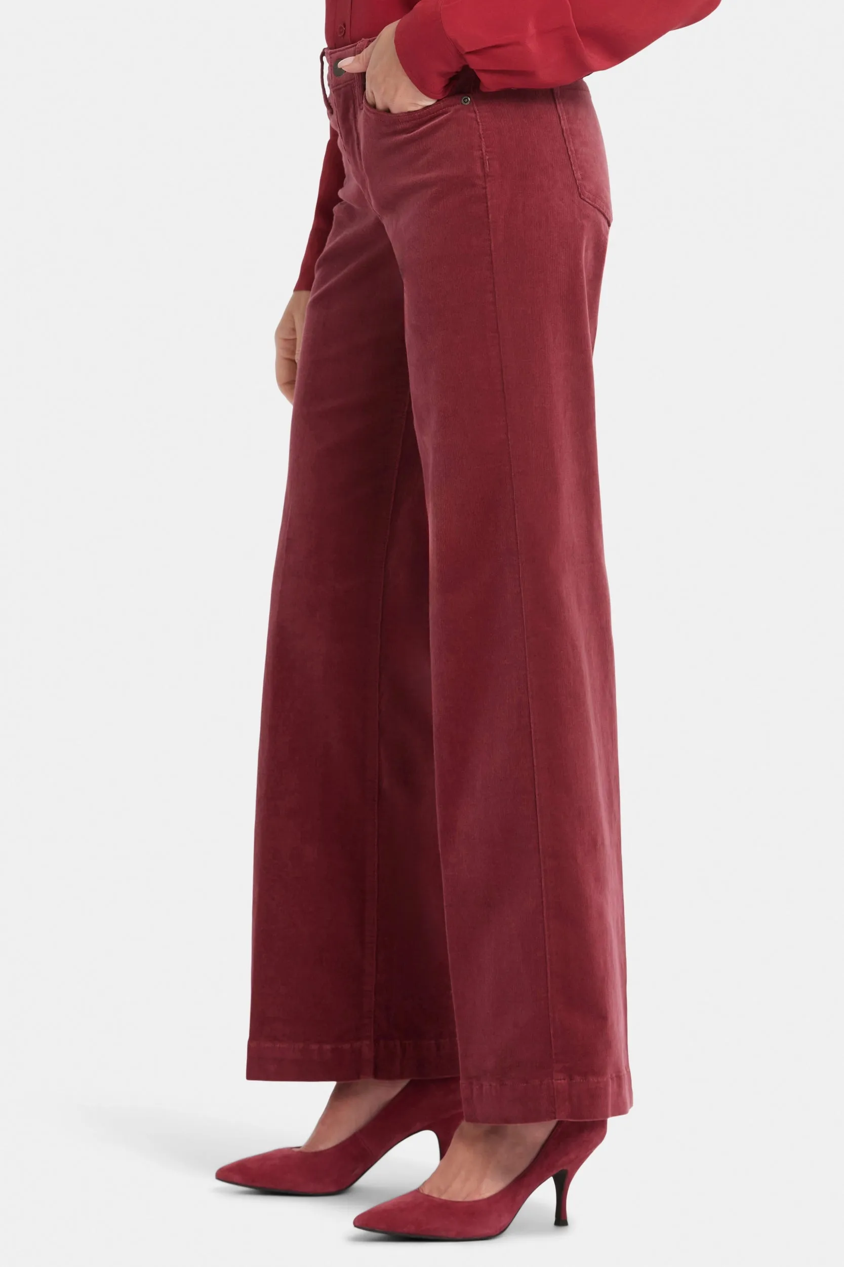 Teresa Wide Leg Broek Rood Corduroy | Paintbrush