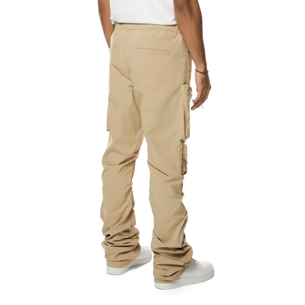 Utility Cargo Stacked Windbreaker Pants - Khaki