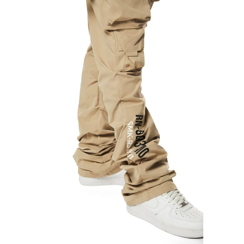 Utility Cargo Stacked Windbreaker Pants - Khaki