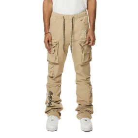 Utility Cargo Stacked Windbreaker Pants - Khaki