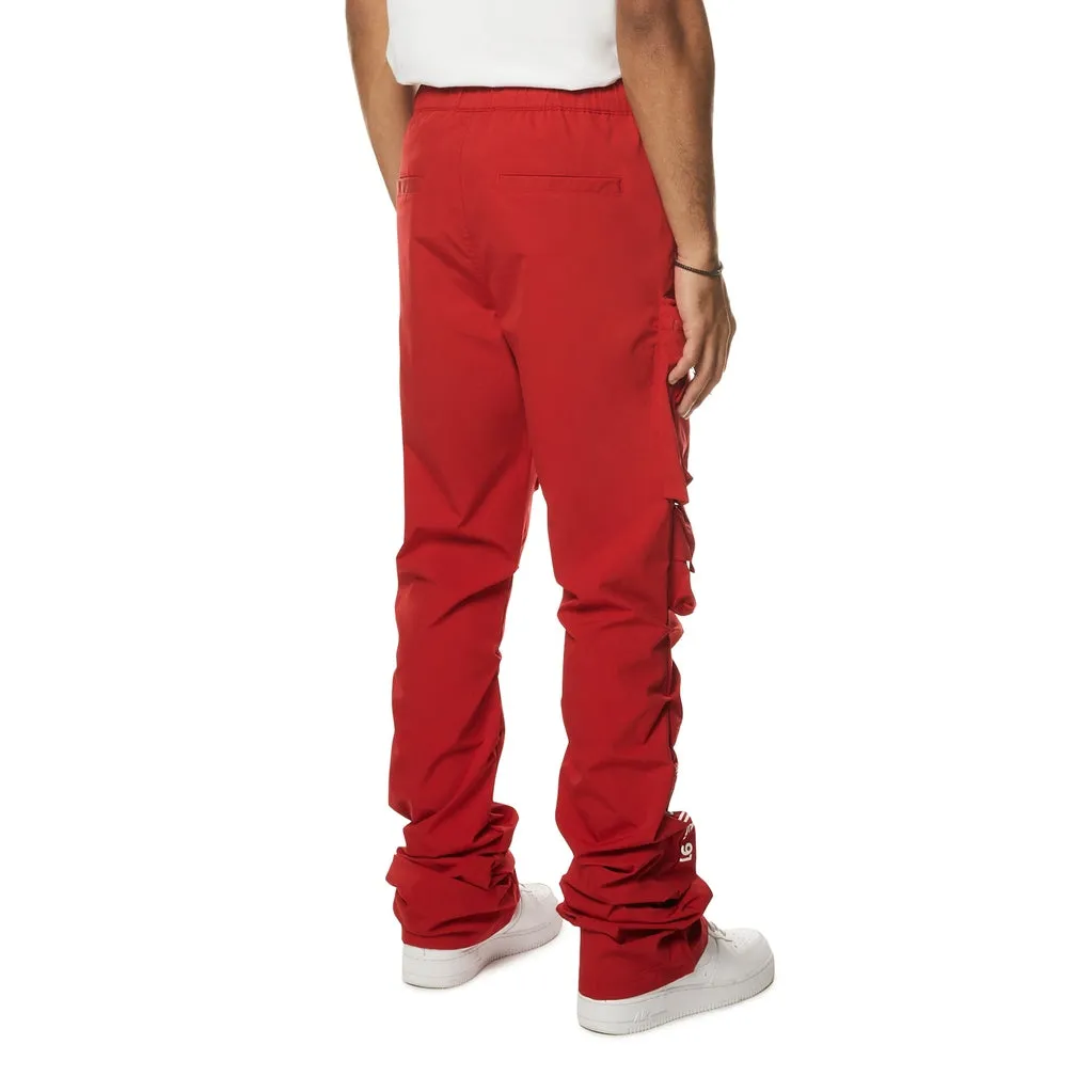 Utility Cargo Stacked Windbreaker Pants - Red